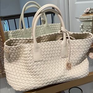 Elegant Cream Woven Tote Bag
